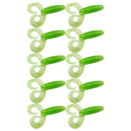 10Pcs 70Mm/4.3G Fishing Soft Lures Twin Tail Grub Trout Jigging Bait Green