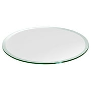 Dulles Glass & Mirror Round Glass Table Top 1/2 (12mm) Thick Beveled Edge Tempered, 30" Inch, Clear