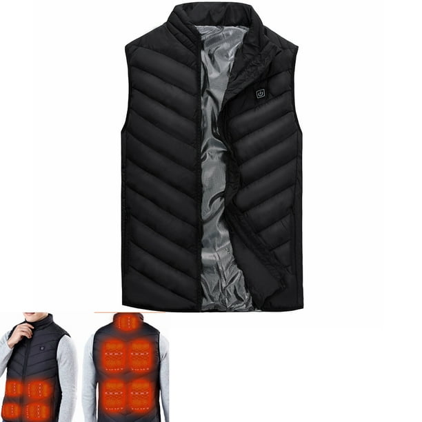 Black USB Heated Jacket For Men Women Winter Coat Heating Vest