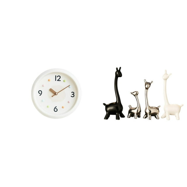 Reloj de pared moderno con figura de jirafa, estatua de cerámica colgante redonda, silencioso, números , pieza central decorativa para el hogar
