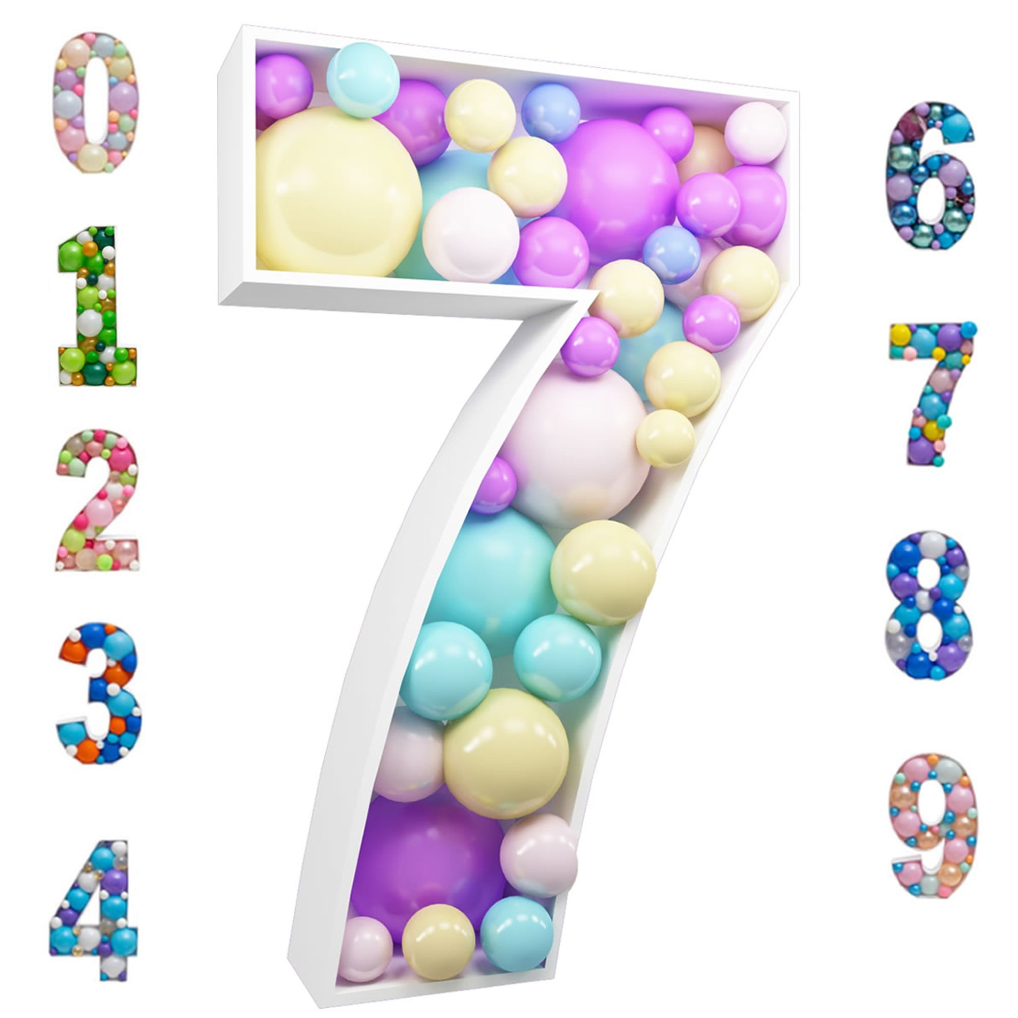 Number Balloon,Marquee Numbers 7 PreCut Kit Cardboard Light Up Mosaic