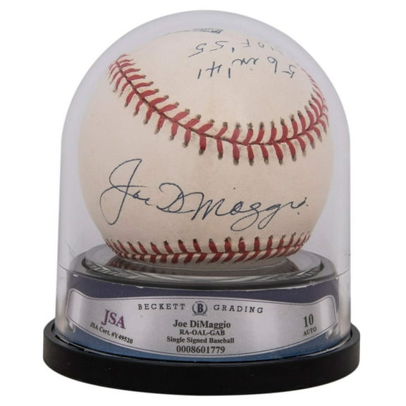 The Finest Joe Dimaggio Signed STAT Baseball Beckett Graded GEM MINT 10
