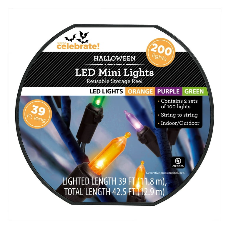 Dazzle Bright 200 LED Halloween String Lights - 65FT Orange & Purple 8 Modes