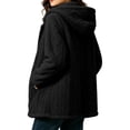 thumbnail image 6 of Fleece Coat for Women with Pockets Long Sleeve Button Down Winter Warm Hooded Jackets Casual Solid Color Loose Fashion Overcoat, 6 of 7