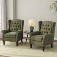 thumbnail image 7 of UIXE Wingback Accent Chair Set of 2 Upholstered Arm Chair High Back Chair Living Room with Solid Wood Frame,Tufted Green, 7 of 7