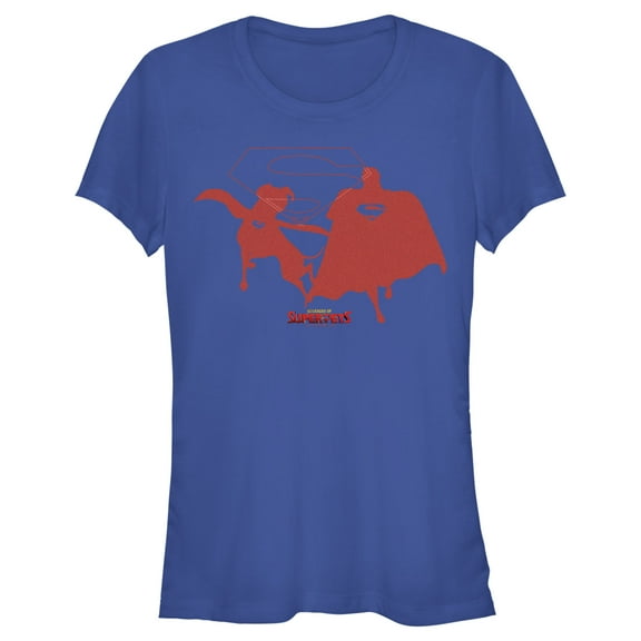 Junior's DC League of Super-Pets Superman and Krypto Silhouettes Graphic Tee Royal Blue Medium