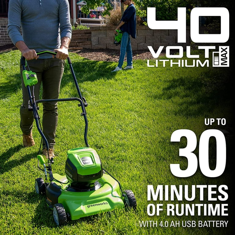 Greenworks 40V 19 Cordless Battery Walk-Behind Mower with 4.0Ah