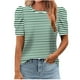 thumbnail image 1 of Tops de Manga Corta para las Mujeres Suelto Ajuste Impreso Cuello Redondo Camiseta Suelta Superior, Poliéster Verano Primavera, 1 of 5