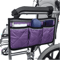 thumbnail image 3 of Wheelchair Side Organizer Storage Bag Armrest Pouch with Reflective Strip, for Most Wheelchairs, Walkers or Rollators (Purple), 3 of 7