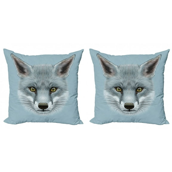 Ambesonne Animal Throw Pillow Cover 2 Pack, Fluffy Forest Creature, 16", Pale Blue
