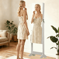 thumbnail image 2 of Jewelry Armoire Cabinet Standing,full length mirror with jewelry storage,Lockable jewelry mirror organizer with stand,Interior Lighted Mirror,for Women Girl, 2 of 9