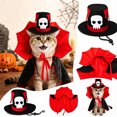 thumbnail image 2 of Halloween Pet Costume Set Adjustable Decor Top Hat & Cloak Holiday Cosplay Dress‑up Outfit Photo Prop for Cats and Small Dogs, 2 of 6