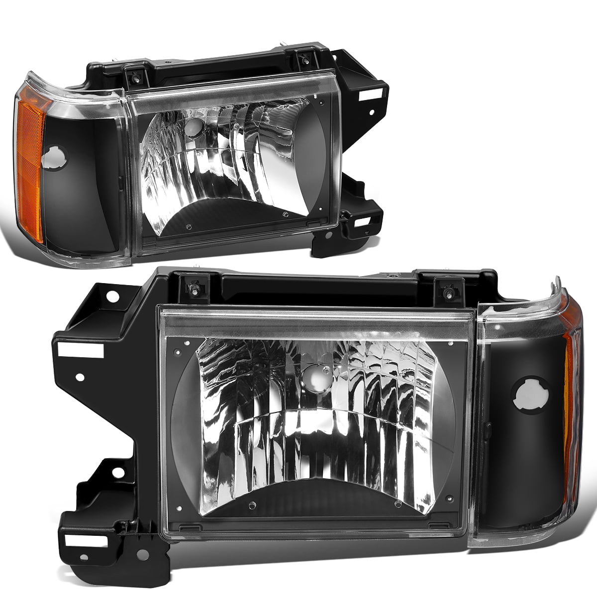 DNA Motoring HL-LB-F15087-BK-SM-CL1 Pair LED DRL Headlight Corner Lamps For 1987-1991 Ford Bronco F-150 F-250 F-350,Black Smoked Clear