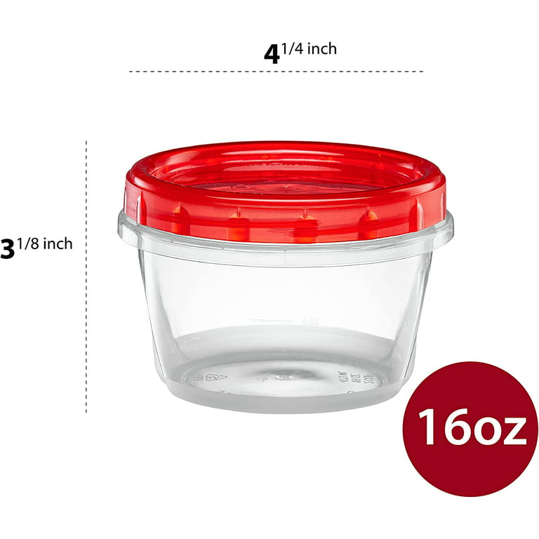 PLASTICPRO 6 Pack Twist Cap Food Storage Containers with Red Screw on Lid-  4 oz Reusable Meal Prep Containers - Small Freezer Containers Microwave