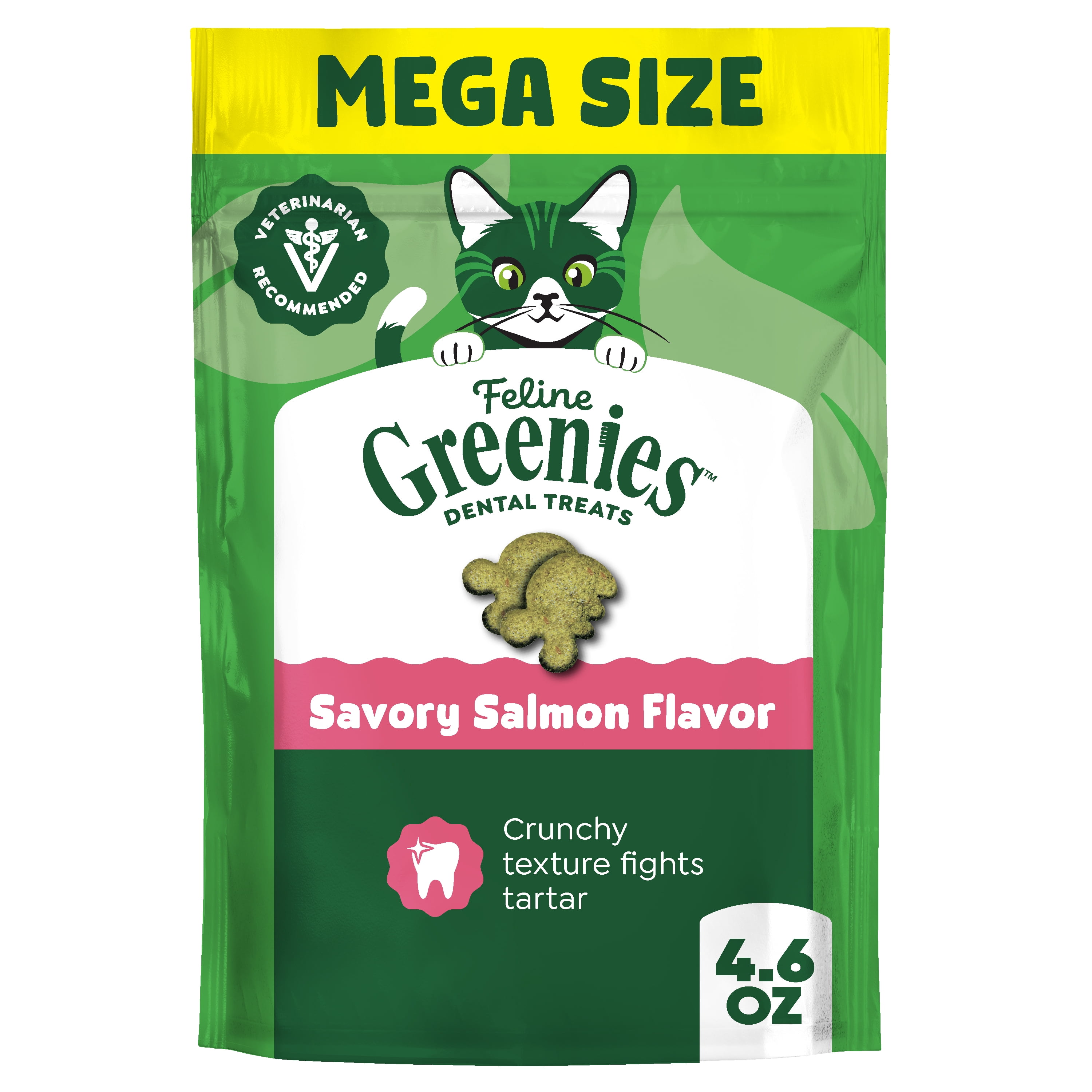 (10 pack) Greenies Feline Savory Salmonflavor Adult Natural Dental Cat Treats, 4.6 Oz Pouch