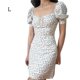thumbnail image 1 of Vestido corto con estampado floral, manga abullonada, ropa, cintura alta, minivestido, blanco, l Inevent AP001696-02, 1 of 7