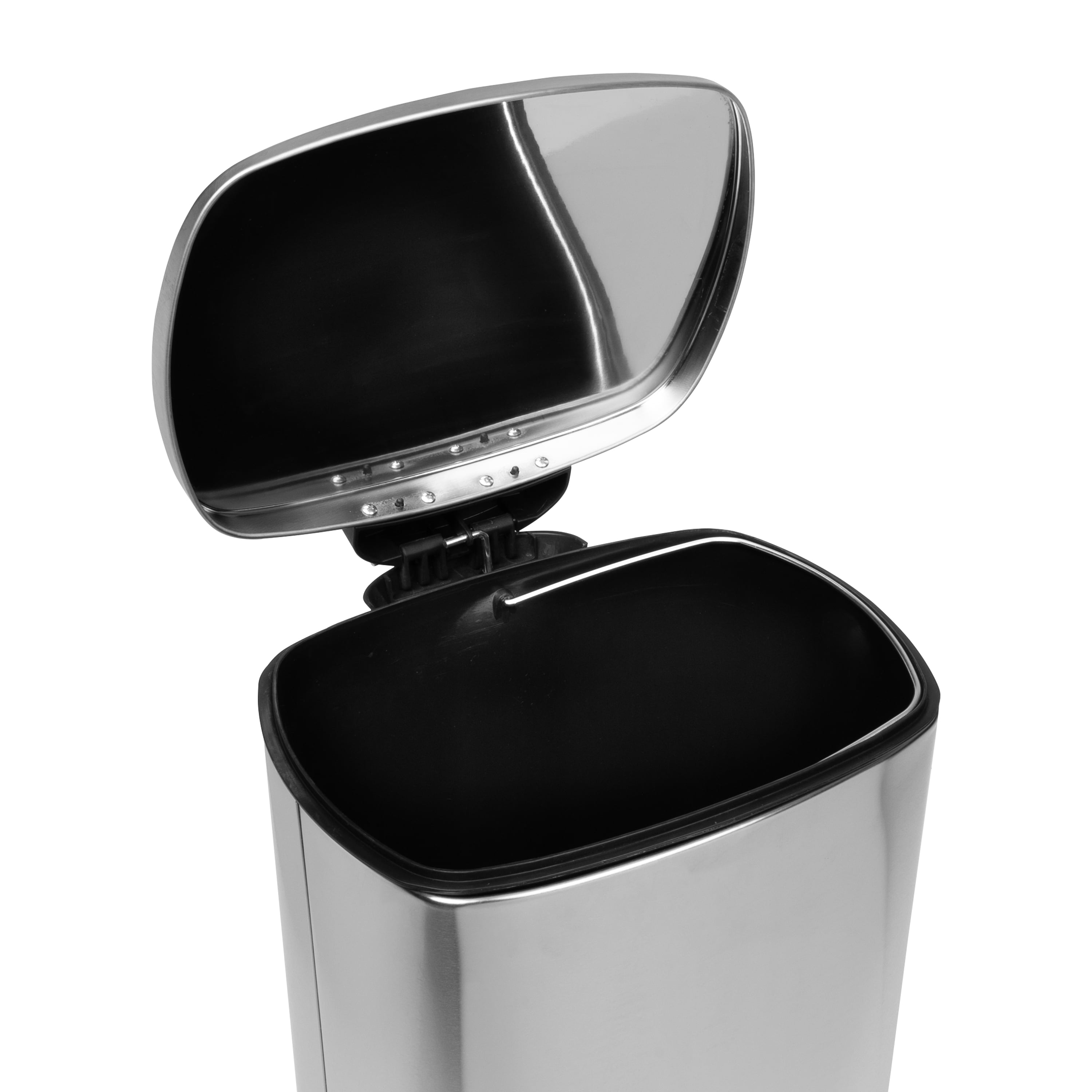 Honey Can Do Rectangular Stainless Steel Step Trash Can with Lid, 40-Liter