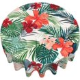 thumbnail image 3 of Tropical Palm Hibiscus Tablecloth Round 60 Inch Watercolor Summer Palm Frond Tablecloth Waterproof Green Palm Leaf Table Cloth Kitchen Table Cloth Cover for Party Holiday Dinning Tabletop Home Decor, 3 of 6