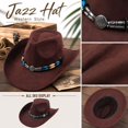 thumbnail image 6 of Qwertyu Western Cowboy Hat for Men Women Classic Fedora Hat with Buckle Belt Coffee, 6 of 6