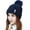 Navy Blue, variant on Naierhg Beanie Women Hat Solid Color Fluffy Ball Stretch Thicken Fleece Lined Autumn Winter Coldproof Fashion Labeling Beanie Hat Daily WearNavy Blue
