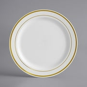 Gold Visions 7" White Plastic Plate with Gold Bands - 150/Case