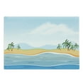 thumbnail image 1 of Graphic Beach Cutting Board, Landscape Illustration with Rippling Ocean and Palm Trees Panorama, Decorative Tempered Glass Cutting and Serving Board, in 3 Sizes, by Ambesonne, 1 of 2