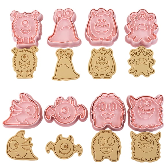 Halloween Special Little Monster Cookie Mould Life Like Cartoon 3D Pressing Effect Cookie 8 Animal Cookie Moulds for Halloween Kids and Family