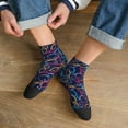 thumbnail image 3 of Fuzoiu Multicolor Bowling Print Adult Socks, Crew Moisture-wicking Socks, Unisex Cushion Crew Socks,Casual Sports Ankle Socks, 3 of 7