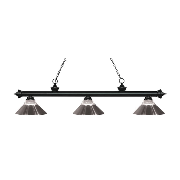 3 Light Island/Billiard In Billiard Style 14.25 Inches Wide By 14.75 Inches High-Matte Black Finish-Brushed Nickel Shade Color Z-Lite 200-3Mb-Rbn