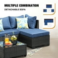 thumbnail image 2 of JOYURE 5 Pieces Patio Furniture set All-Weather Outdoor Wicker Sectional Conversation Sofa Rattan patio seating sofa with cushion and Glass Table and Ottoman for Porch Poolside,Navy, 2 of 8