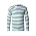 thumbnail image 2 of Unique Bargains Men's Long Sleeve Pullover Top Crew Neck Striped T-Shirts 36 Green, 2 of 7