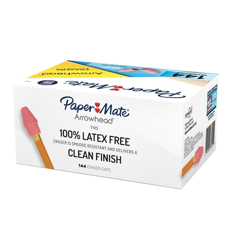 Paper Mate Arrowhead Pink Pearl Cap Erasers 144 Count