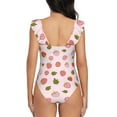 thumbnail image 6 of Yiaed Hand Drawn Strawberry Print Women's Ruffled One Piece Swimsuit V Neck Swimwear Slimming Monokini for Woman-Small, 6 of 8