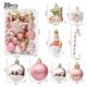 thumbnail image 3 of Bolas de adornos navideños con lazo para colgar para fiestas (muleta de 20 piezas de oro rosa), 3 of 6
