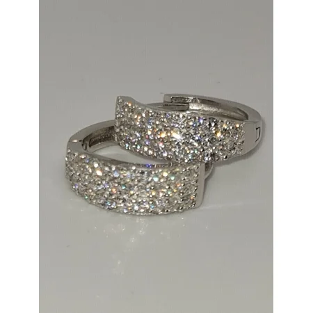 2 Ct Round Cut Cubic Zirconia Women's Hoop Earrings, 14K White Gold Plated Sterling Silver
