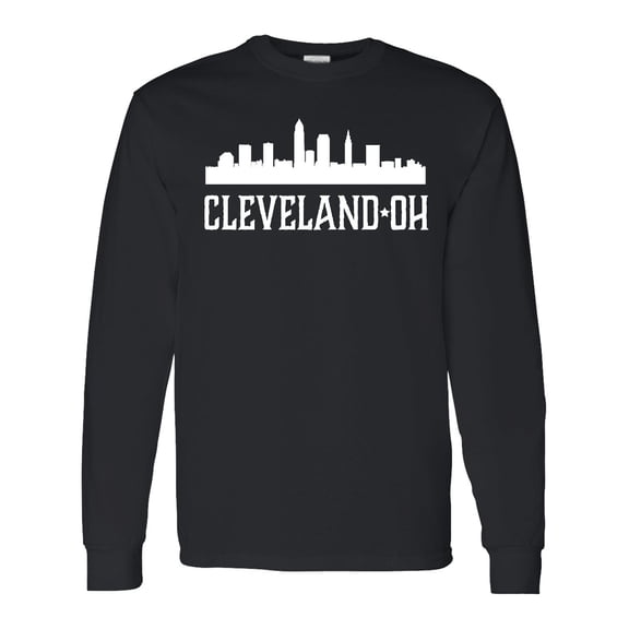 Inktastic Cleveland Ohio Skyline City Silhouette Long Sleeve T-Shirt