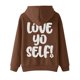 thumbnail image 3 of Gibobby Sudaderas universitarias con capucha Sudaderas informales holgadas para mujer, Top de con bloqueo de color con capucha, suéter estampado cálido informal de manga larga （Marrón， L), 3 of 5