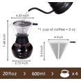 thumbnail image 2 of Cafetière Manuelle à Verser Carafe avec Filtre Permanent en Acier Inoxydable (600ml), 2 of 5