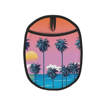 

Lukts Beach with Palm Trees Print Silicone Pot Mat Mitten With Hanging Loop Heat Resistant Oven Mitts Non-Slip Bbq Baking Smoking Potholders