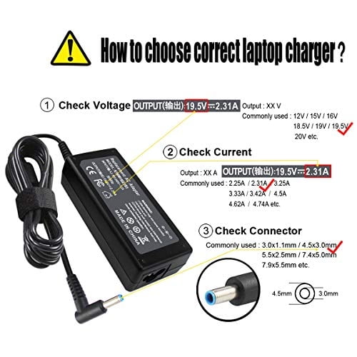 19.5V 2.31A 45W AC Adaptador Cargador Compatible con HP Pavilion x360