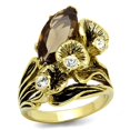 thumbnail image 1 of IP Gold Ion Plating Stainless Steel Ring with Synthetic Glass, Brown - Size 5, 1 of 1
