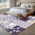 thumbnail image 4 of 6'x9' Area Rugs, Spring Floral Indoor Outdoor Area Rug for Living Room Bedroom, Dark Purple Flowers Patchwork Grid Bohemia Washable Bathroom Rugs Kitchen Floor Carpet Mats Home Decor Aesthetic, 4 of 8