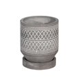 thumbnail image 1 of Benzara BM205180 Diamond Pattern Round Cement Planter with Saucer, Gray & White, 1 of 2