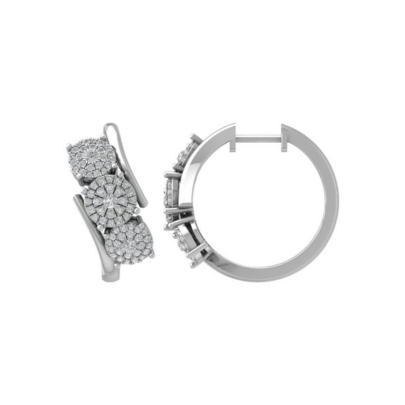 ARAIYA 14K White Gold Round Diamond Hoop Earrings (3/4 cttw, I2-I3 Clarity, I-J Color)