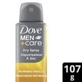thumbnail image 2 of Dove Men+Care Morning Fresco 72h Men's Dry Spray Antiperspirant Deodorant with Non-Irritant Formula, 1/4 Moisturizing Cream and Vitamin E, 107g, 2 of 7