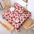 thumbnail image 2 of Red Strawberry Plants Fruit Dot Pink Pattern Square Tablecloth,Waterproof Square Table Cover,Wipeable Spillproof Washable Table Cover for Home Kitchen Party Decor 52"x52"(132x132cm), 2 of 6