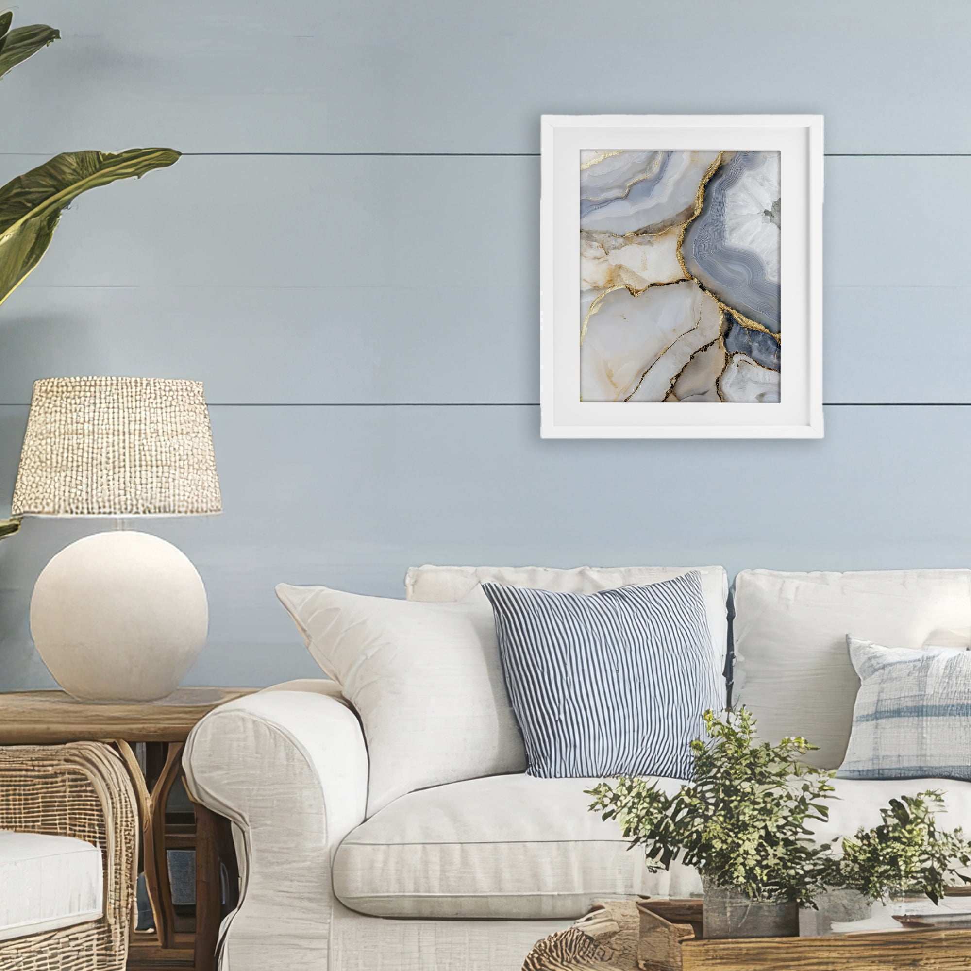 Stupell Industries White And Gray Geode White Framed Print Under Glass, design by Svetlana Aleynikova