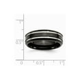 thumbnail image 6 of Stainless Steel Black IP-plated Grooved and 7mm Wedding Band Ring Size 10, 6 of 7