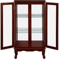 thumbnail image 2 of Curio Display Cabinet, 3 Tier Lighted Curio Cabinet with Shelves, Gift for Antiques Enthusiast, Tempered Glass Doors, Cherry, 2 of 9
