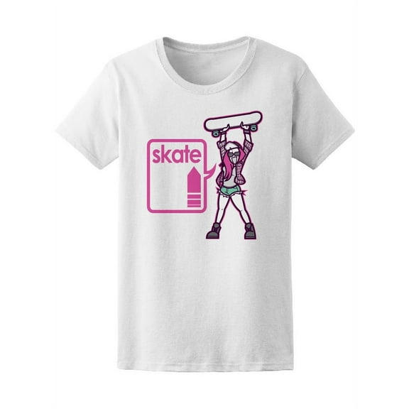 Skater Girl With Skateboard Tee Women's -Image by Shutterstock